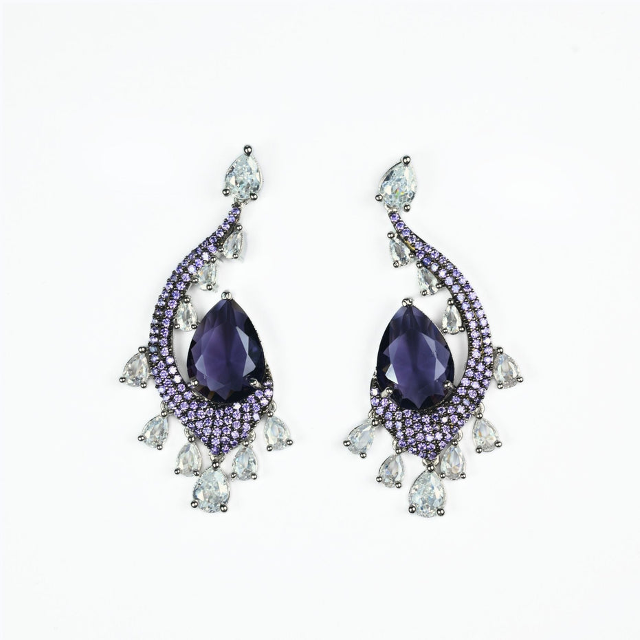 Earrings - Enchanted Dew Black Plated Earrings - Opal Touch