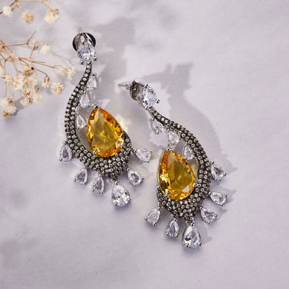 Earrings - Enchanted Dew Black Plated Earrings - Opal Touch