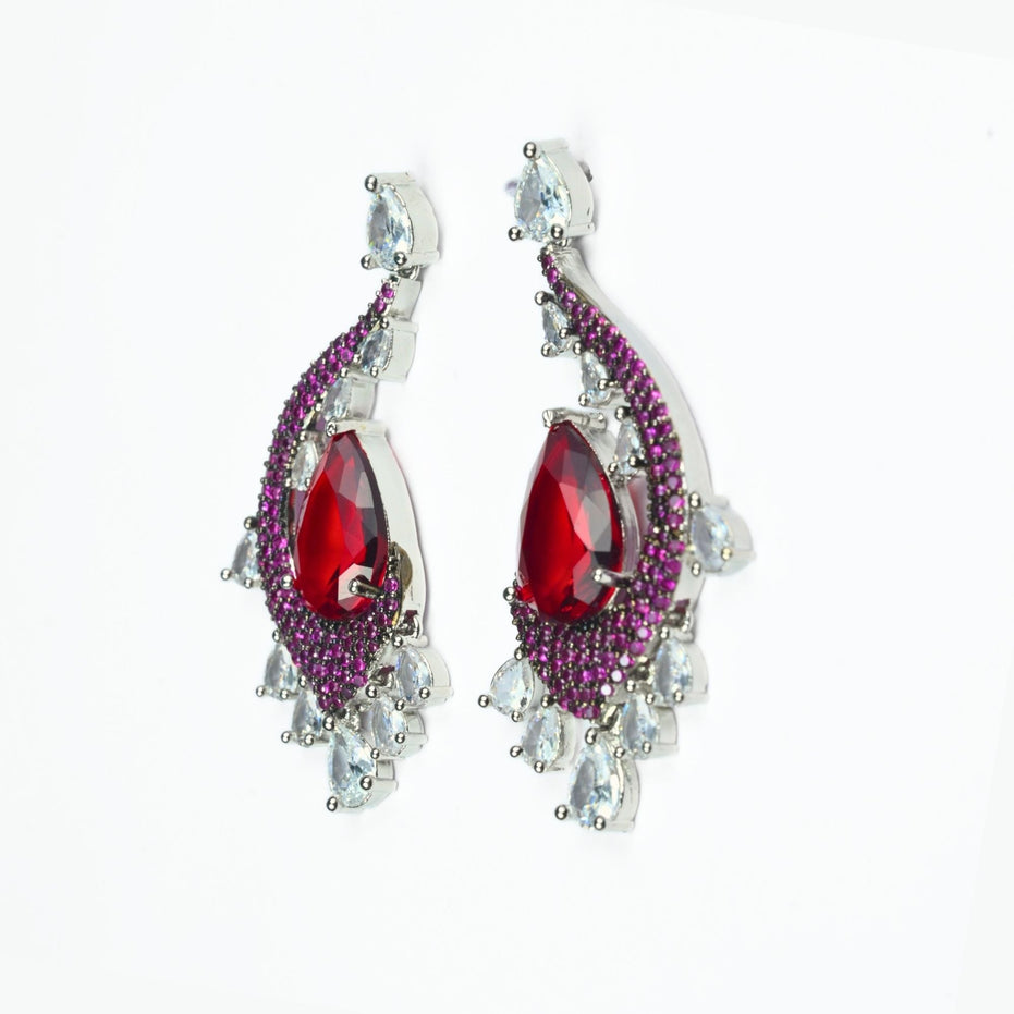 Earrings - Enchanted Dew Black Plated Earrings - Opal Touch