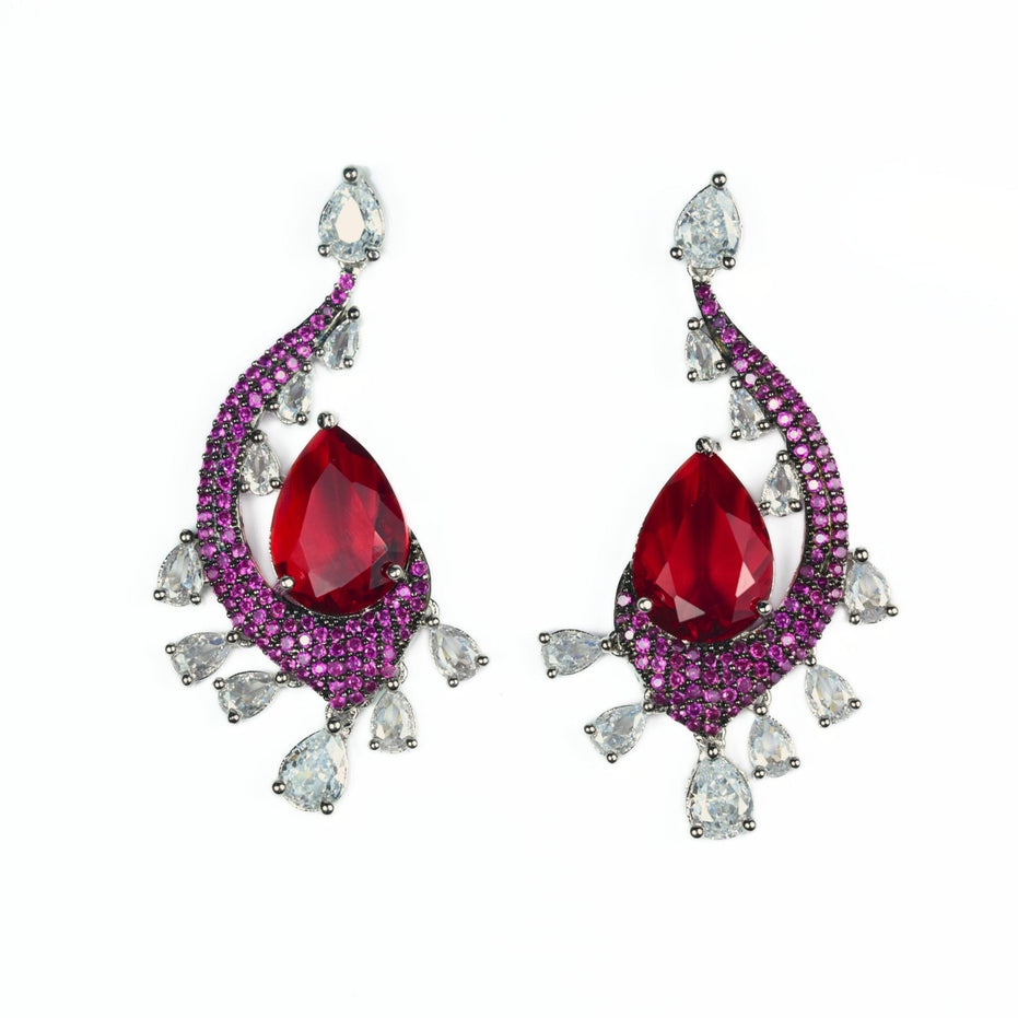 Earrings - Enchanted Dew Black Plated Earrings - Opal Touch