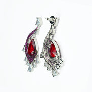 Earrings - Enchanted Dew Black Plated Earrings - Opal Touch