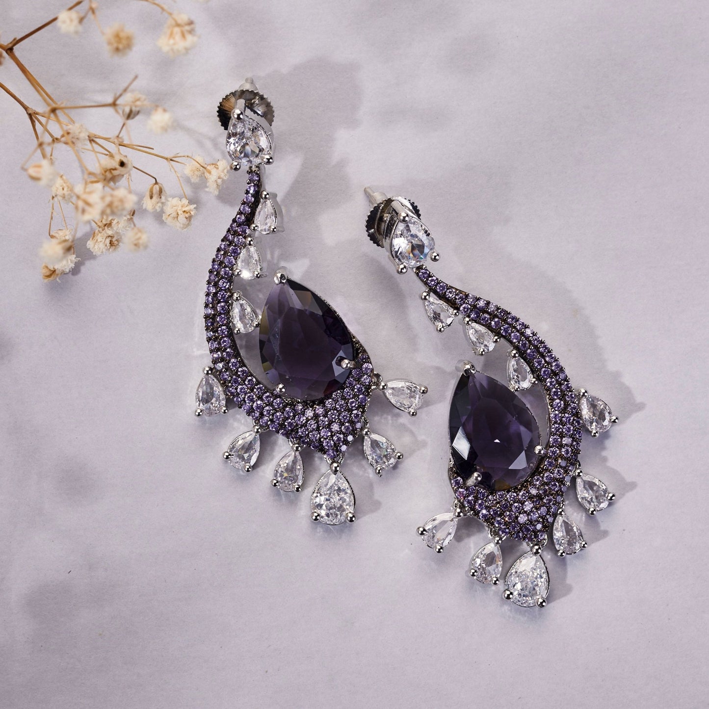 Earrings - Enchanted Dew Black Plated Earrings - Opal Touch