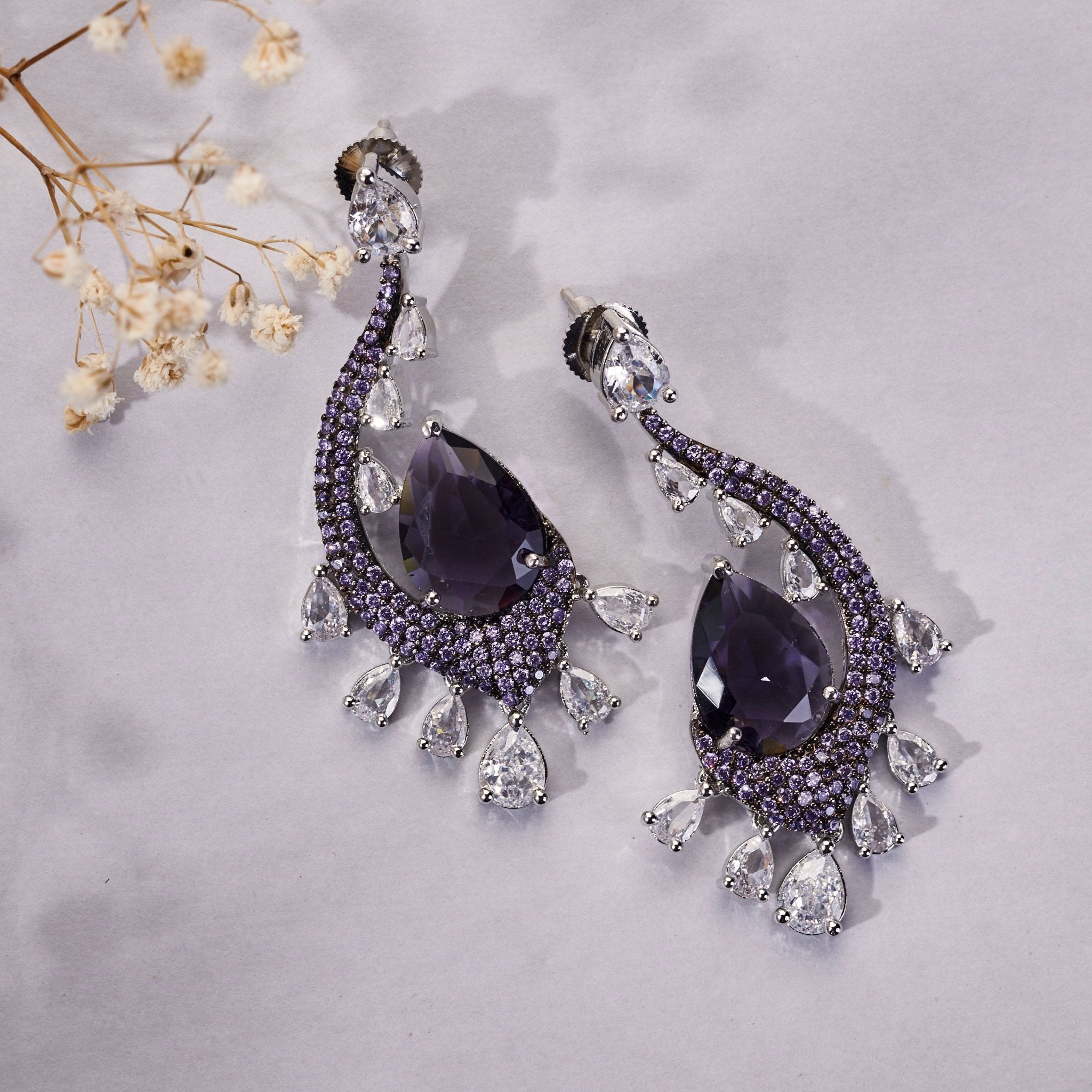 Earrings - Enchanted Dew Black Plated Earrings - Opal Touch