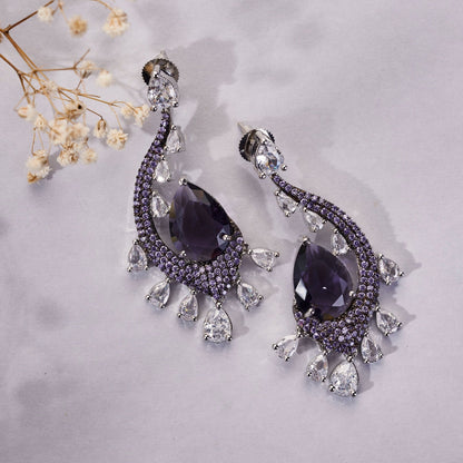 Earrings - Enchanted Dew Black Plated Earrings - Opal Touch