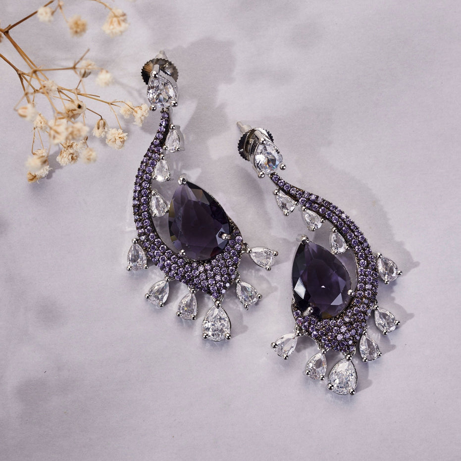 Earrings - Enchanted Dew Black Plated Earrings - Opal Touch
