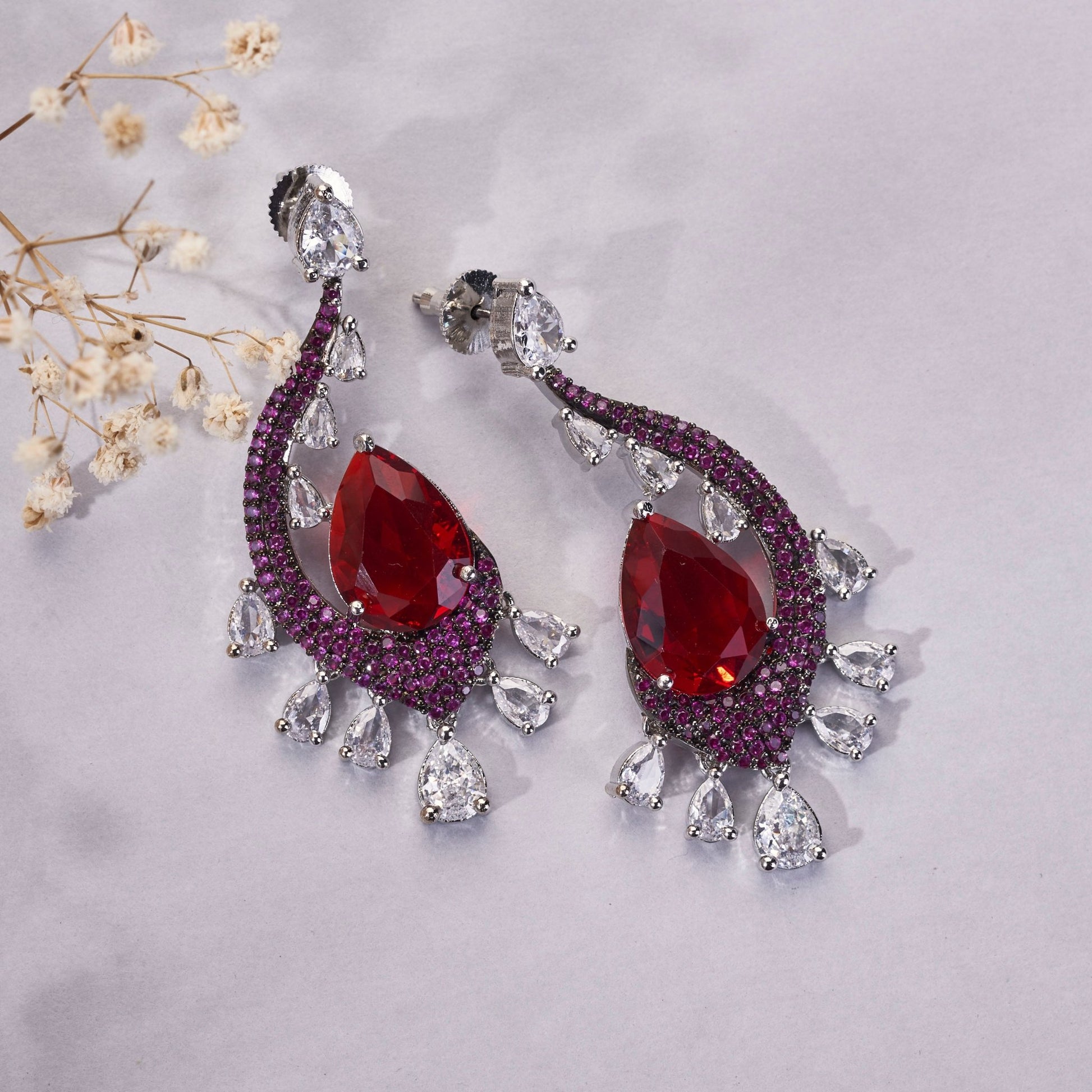 Earrings - Enchanted Dew Black Plated Earrings - Opal Touch