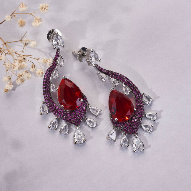 Earrings - Enchanted Dew Black Plated Earrings - Opal Touch