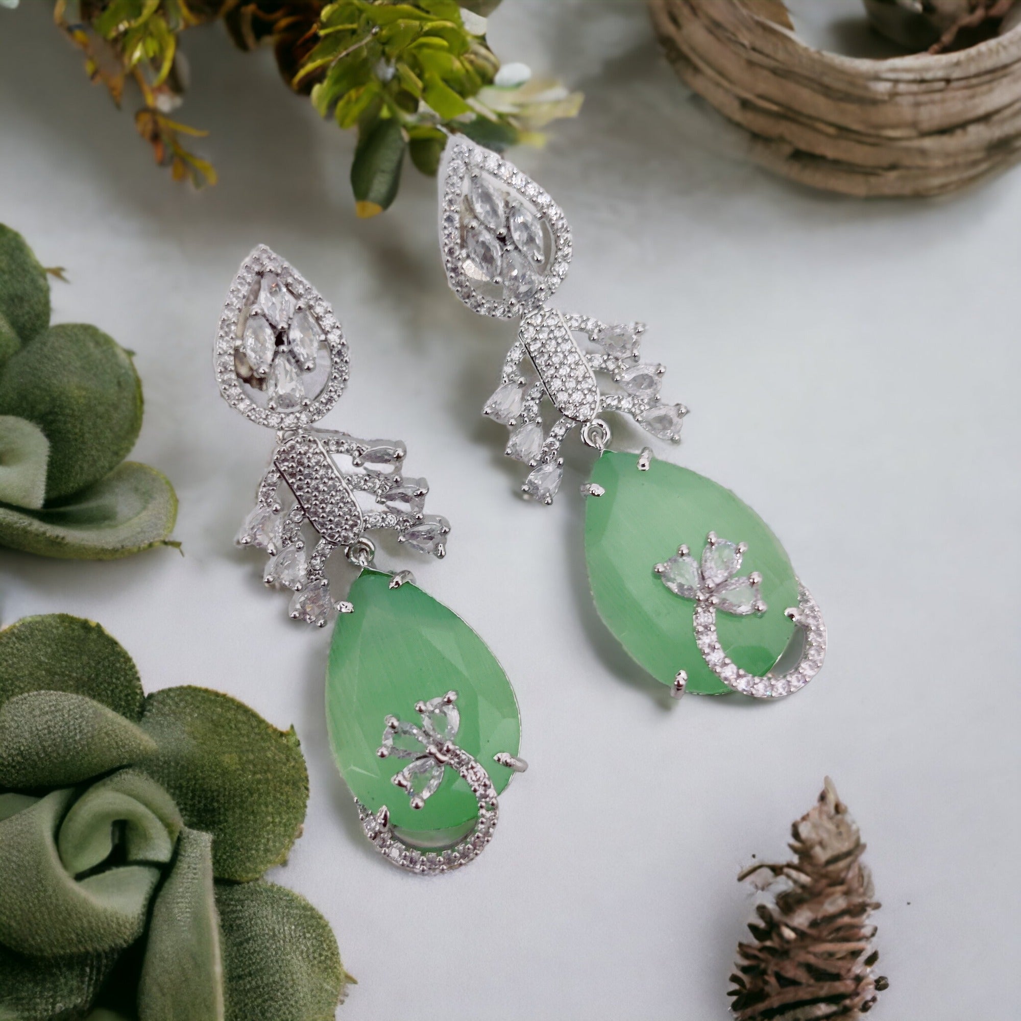 Opal Touch - Enchanted Emerald Earrings - Earrings