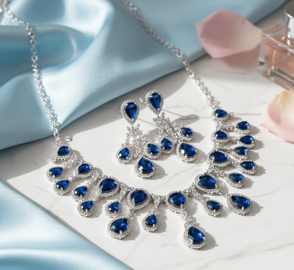 Enchanted Emerald Elegance Necklace in Rhodium - Opal Touch