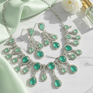 Enchanted Emerald Elegance Necklace in Rhodium - Opal Touch
