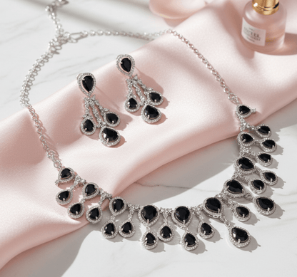 Enchanted Emerald Elegance Necklace in Rhodium - Opal Touch