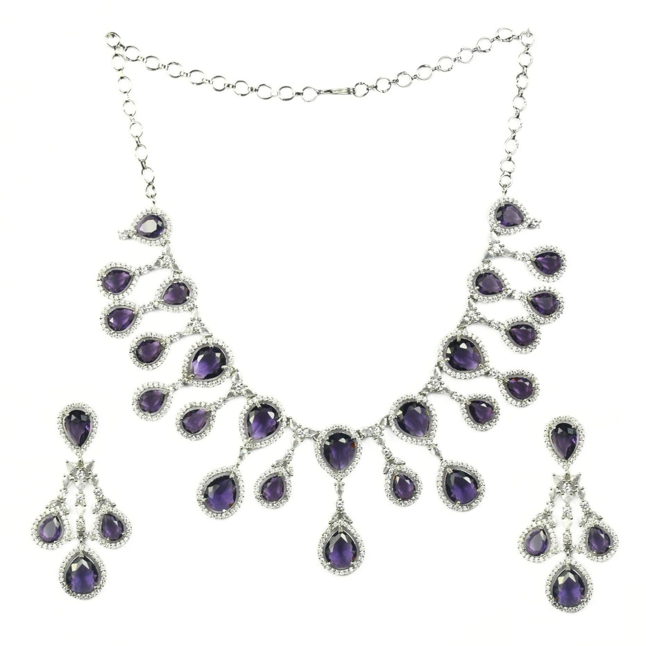 Enchanted Emerald Elegance Necklace in Rhodium - Opal Touch