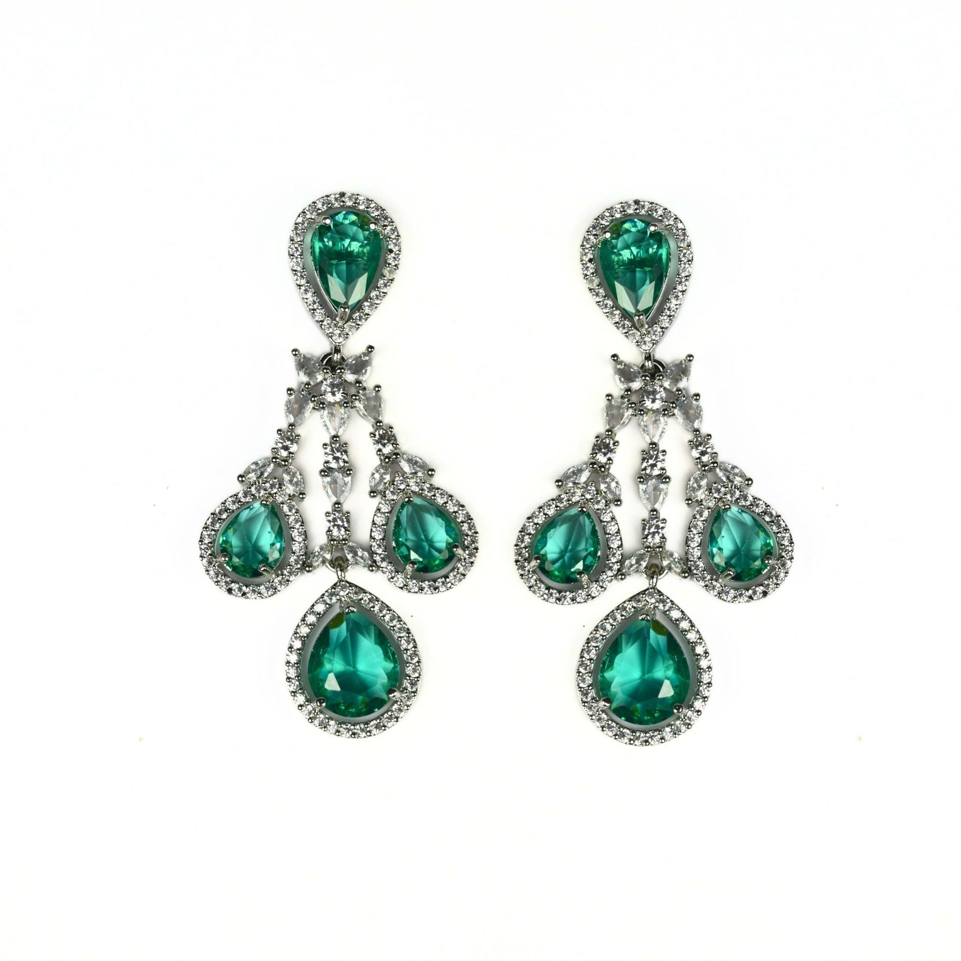 Enchanted Emerald Elegance Necklace in Rhodium - Opal Touch