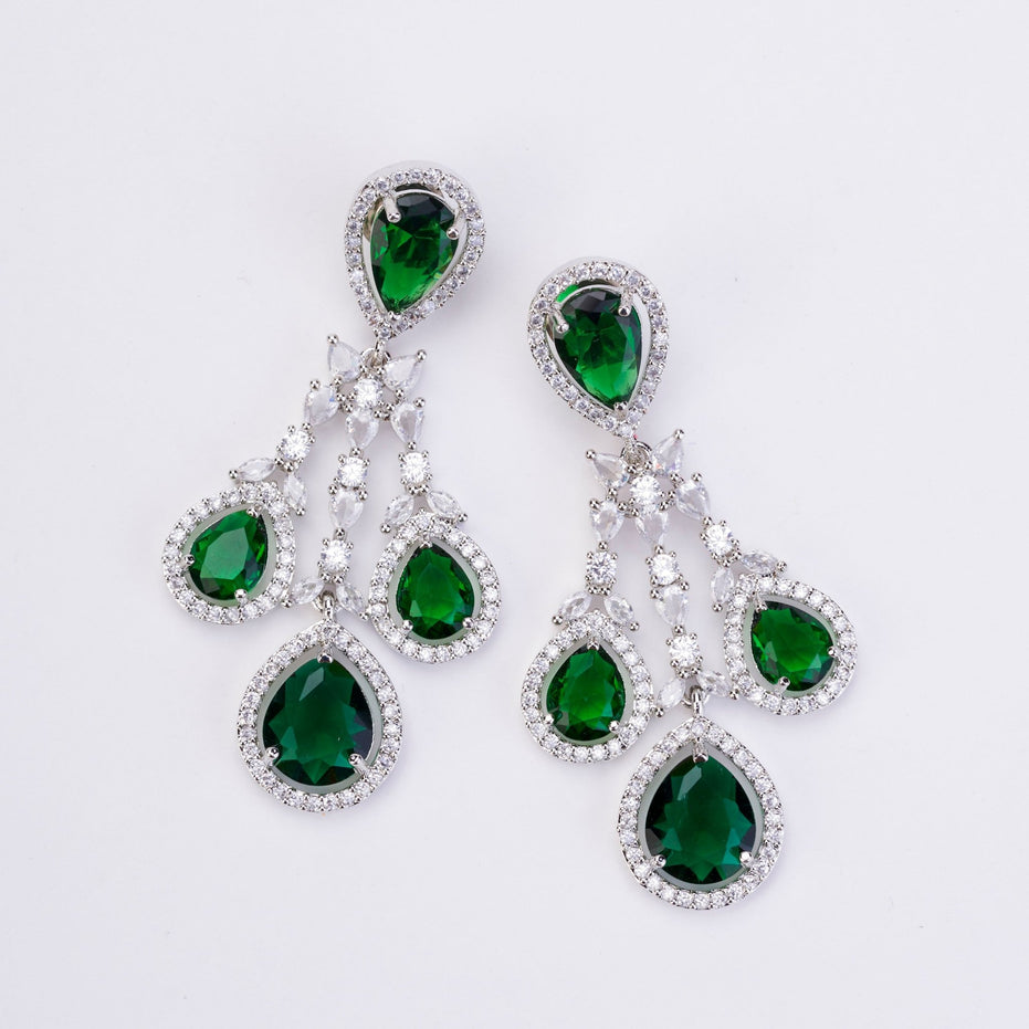 Enchanted Emerald Elegance Necklace in Rhodium - Opal Touch