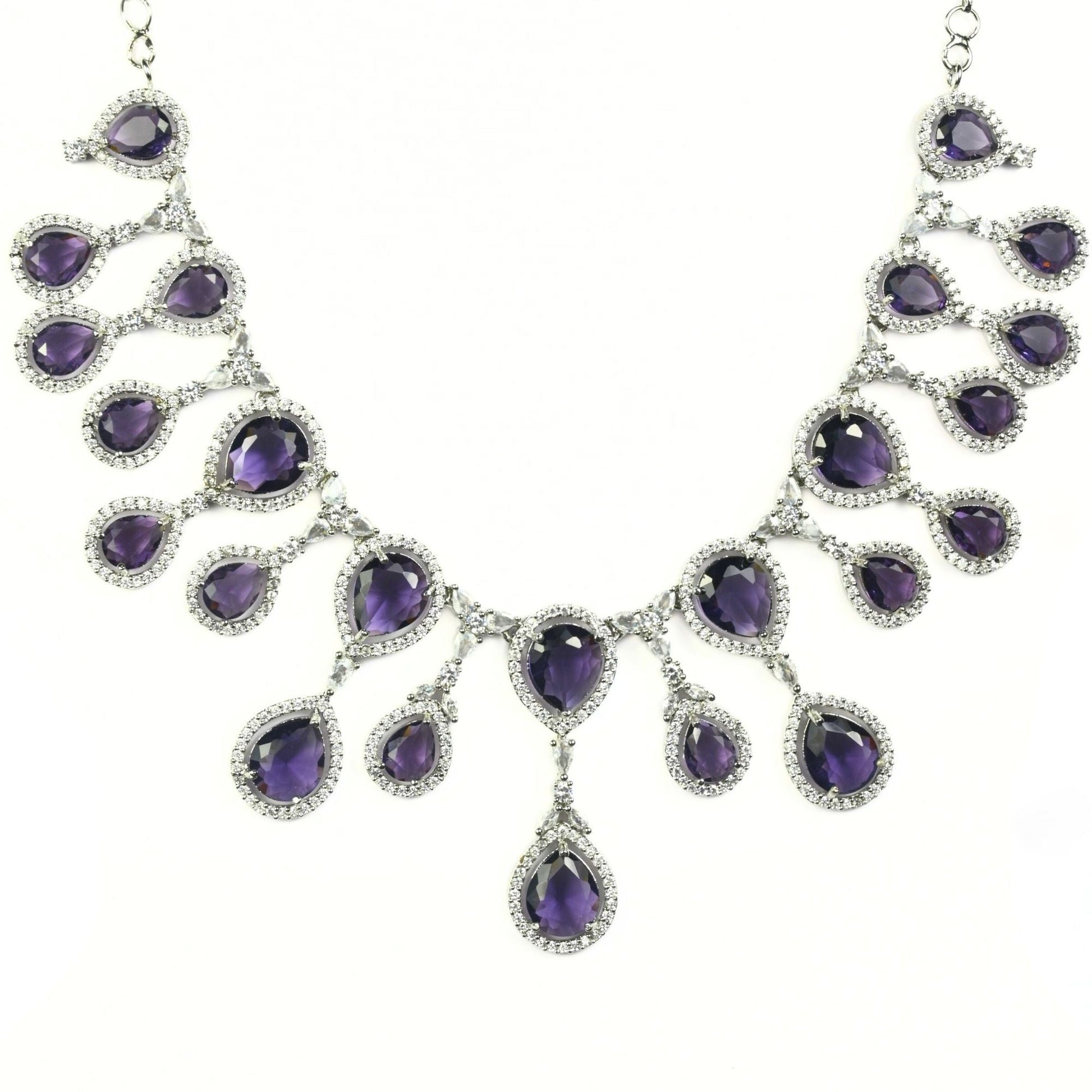 Enchanted Emerald Elegance Necklace in Rhodium - Opal Touch