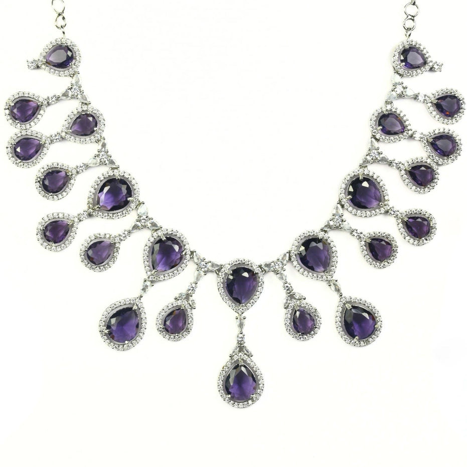 Enchanted Emerald Elegance Necklace in Rhodium - Opal Touch