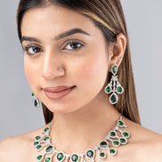 Enchanted Emerald Elegance Necklace in Rhodium - Opal Touch