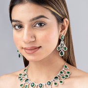 Enchanted Emerald Elegance Necklace in Rhodium - Opal Touch