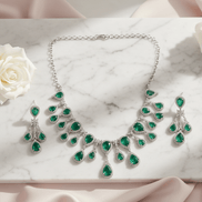 Enchanted Emerald Elegance Necklace in Rhodium - Opal Touch