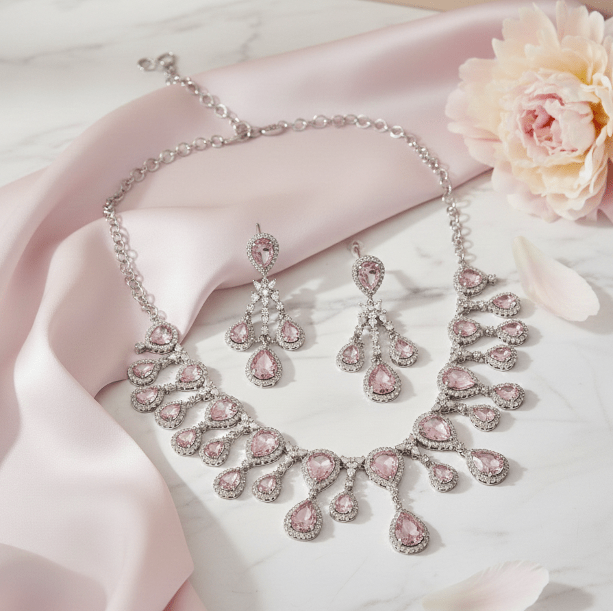 Enchanted Emerald Elegance Necklace in Rhodium - Opal Touch