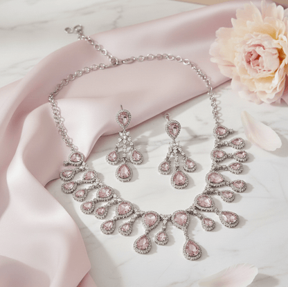 Enchanted Emerald Elegance Necklace in Rhodium - Opal Touch