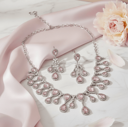 Enchanted Emerald Elegance Necklace in Rhodium - Opal Touch