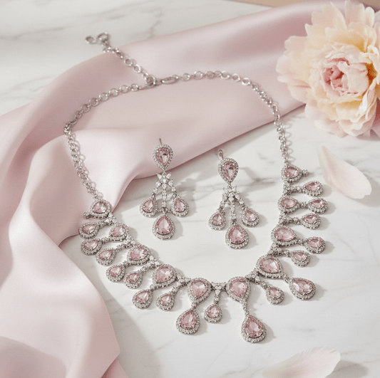 Enchanted Emerald Elegance Necklace in Rhodium - Opal Touch