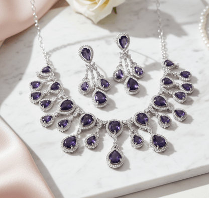 Enchanted Emerald Elegance Necklace in Rhodium - Opal Touch