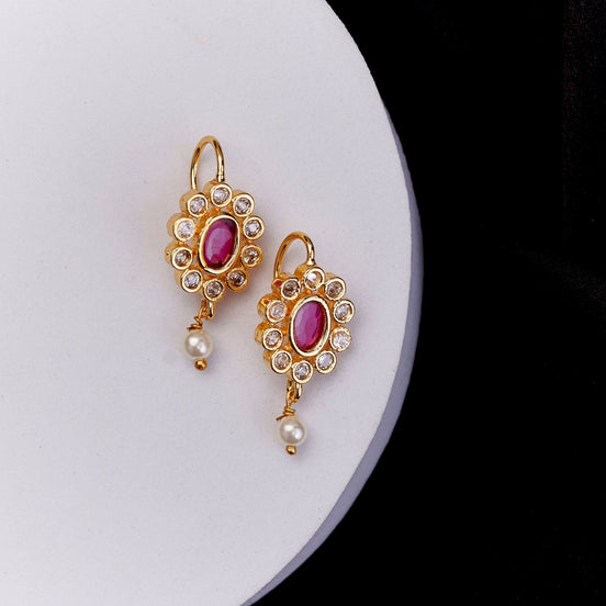 Earrings - Enchanted Floral Gold Plated Earrings - Opal Touch