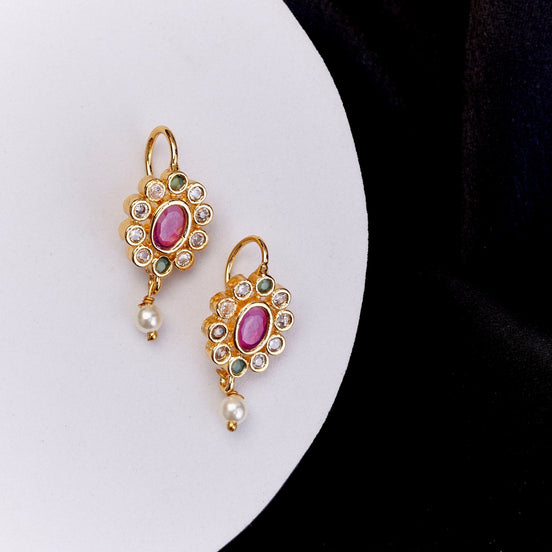 Earrings - Enchanted Floral Gold Plated Earrings - Opal Touch