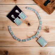 Opal Touch - Enchanted Ivy Green Necklace in Rhodium - Necklace