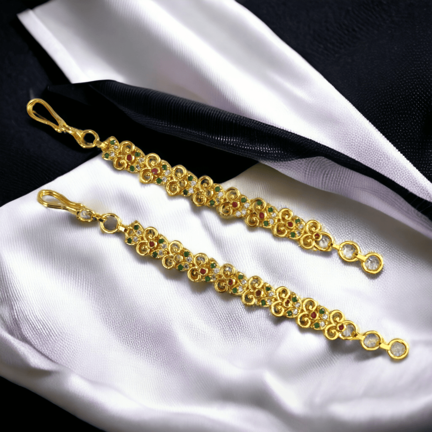 Opal Touch - Enchanted Legacy Matil - Red-Green-White Gold Plated - Ear Chain