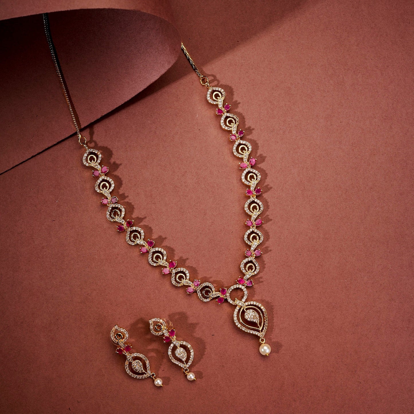 Necklace - Enchanted Sprial Gold Plated Necklace Set - Opal Touch