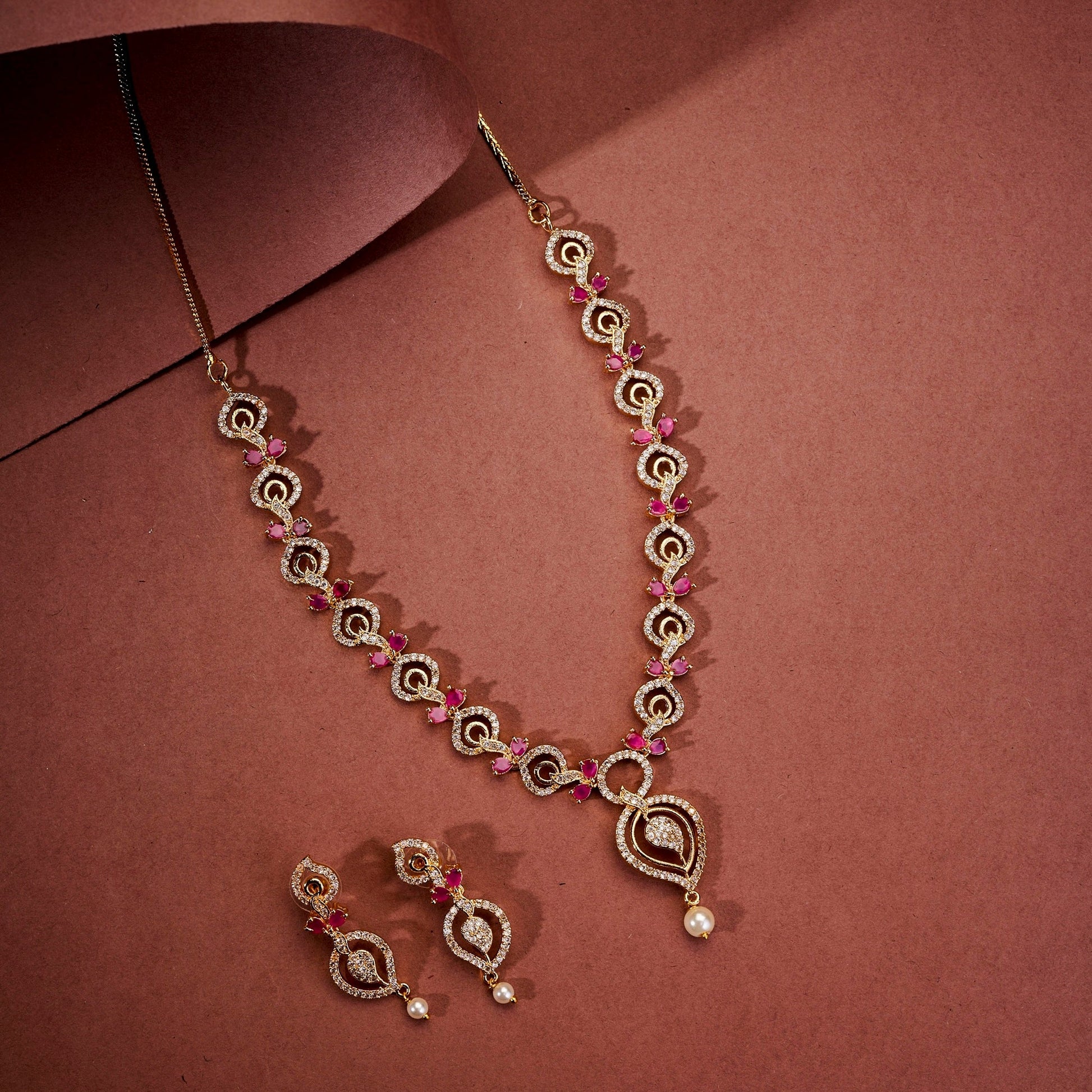 Necklace - Enchanted Sprial Gold Plated Necklace Set - Opal Touch