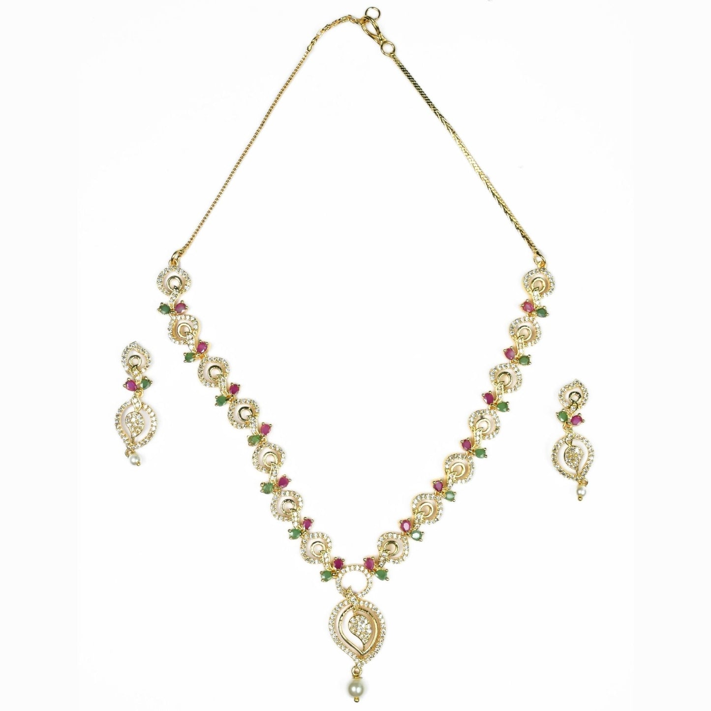 Necklace - Enchanted Sprial Gold Plated Necklace Set - Opal Touch