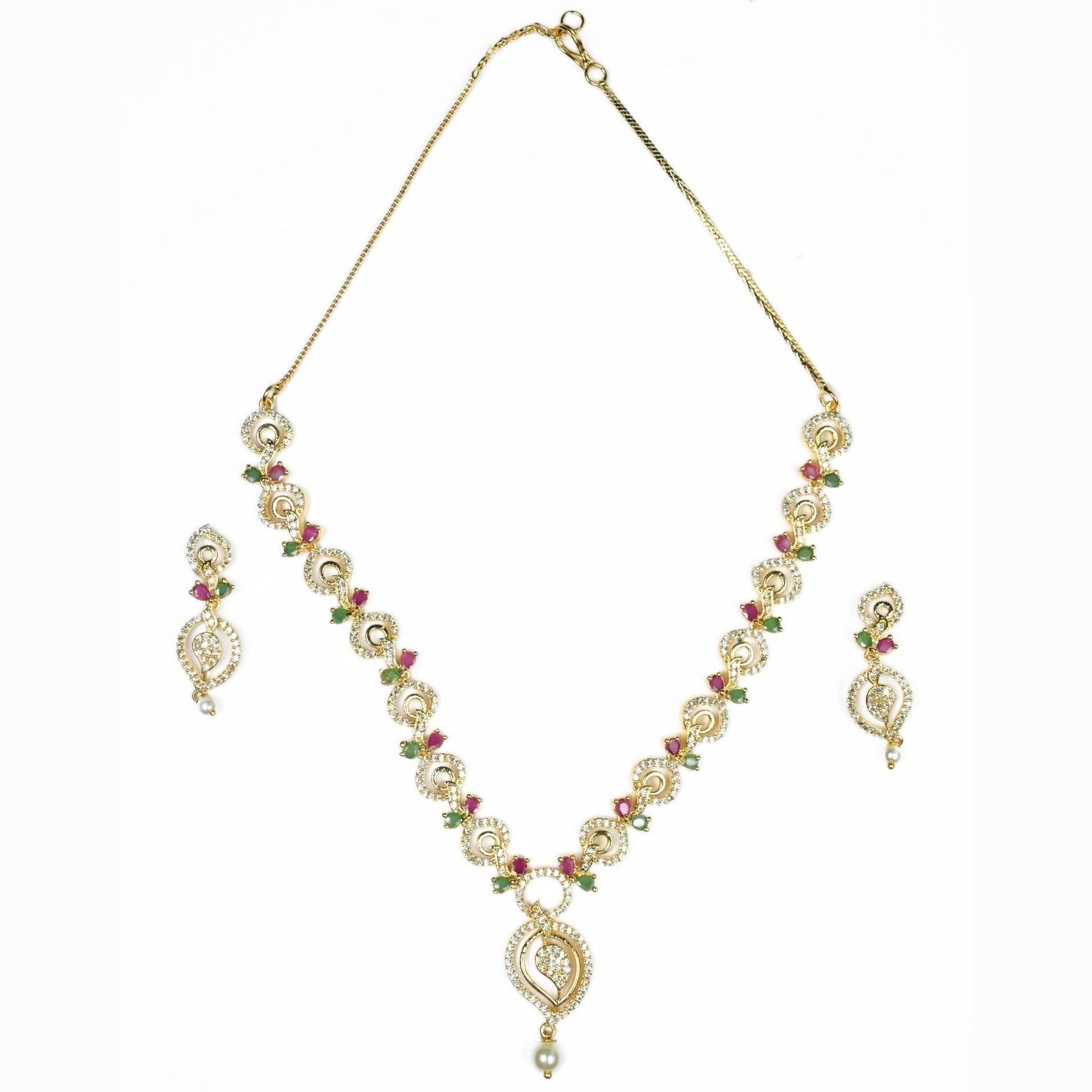 Necklace - Enchanted Sprial Gold Plated Necklace Set - Opal Touch