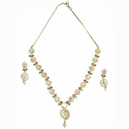 Necklace - Enchanted Sprial Gold Plated Necklace Set - Opal Touch