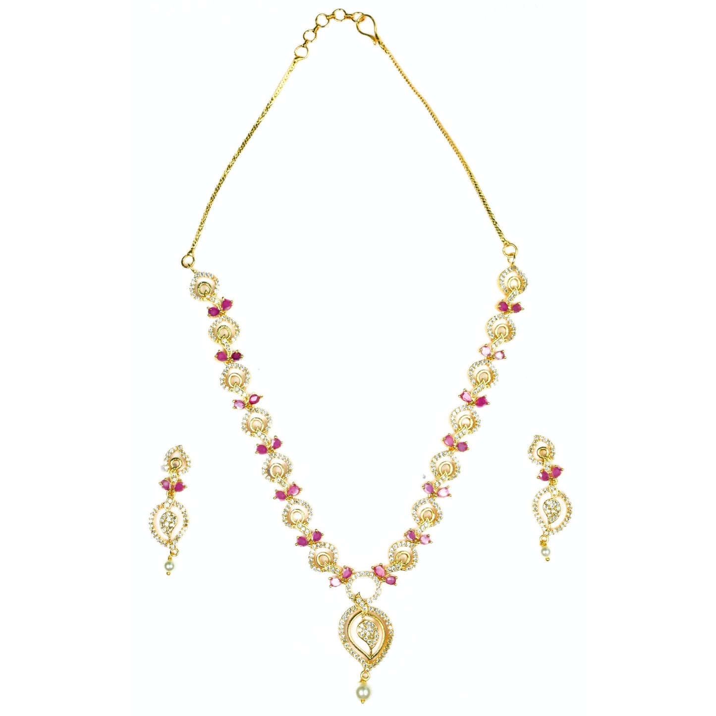 Necklace - Enchanted Sprial Gold Plated Necklace Set - Opal Touch