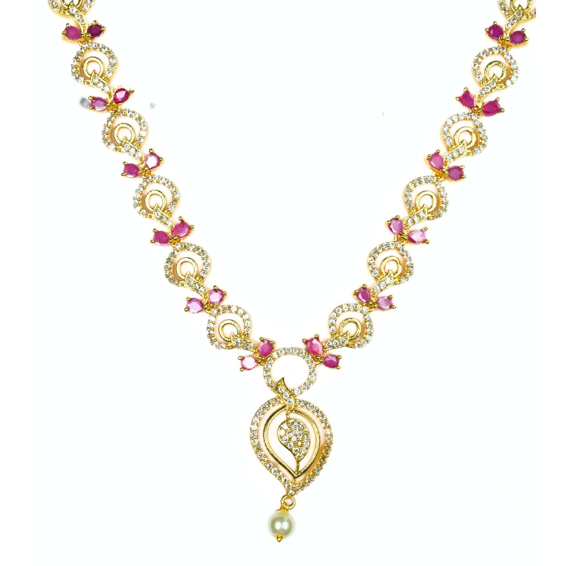 Necklace - Enchanted Sprial Gold Plated Necklace Set - Opal Touch