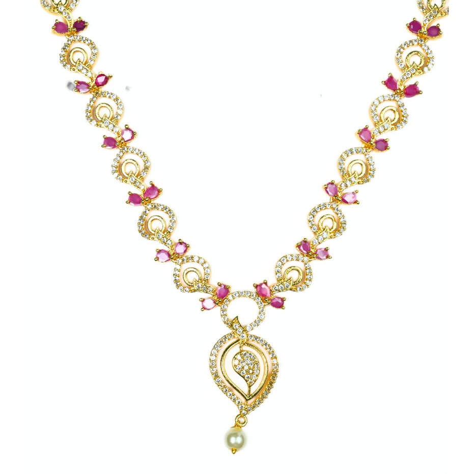 Necklace - Enchanted Sprial Gold Plated Necklace Set - Opal Touch