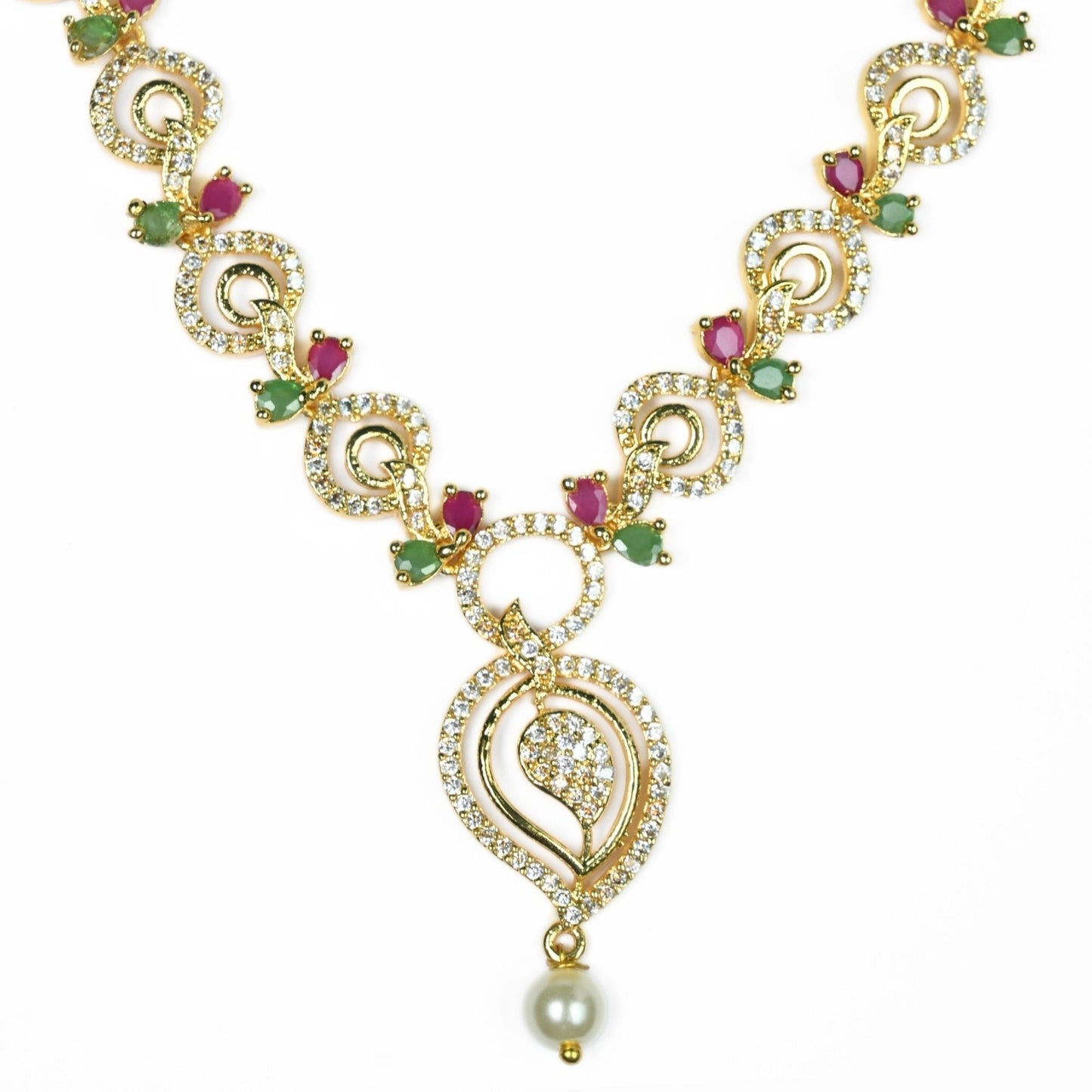 Necklace - Enchanted Sprial Gold Plated Necklace Set - Opal Touch