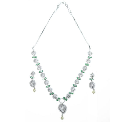 Necklace - Enchanted Sprial Rhodium Plated Necklace Set - Opal Touch