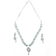 Necklace - Enchanted Sprial Rhodium Plated Necklace Set - Opal Touch