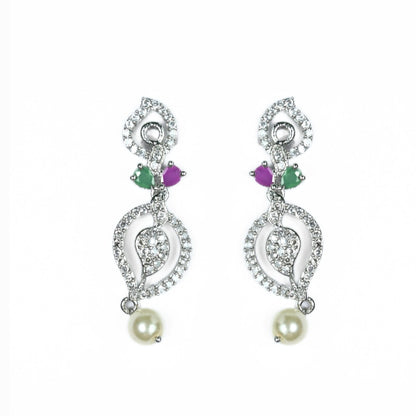 Necklace - Enchanted Sprial Rhodium Plated Necklace Set - Opal Touch