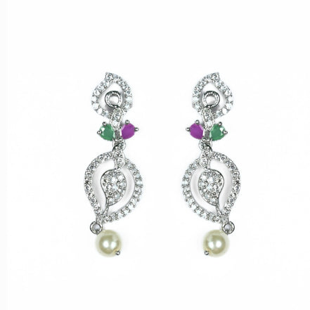 Necklace - Enchanted Sprial Rhodium Plated Necklace Set - Opal Touch