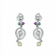 Necklace - Enchanted Sprial Rhodium Plated Necklace Set - Opal Touch