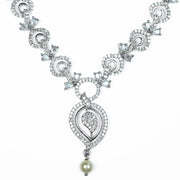 Necklace - Enchanted Sprial Rhodium Plated Necklace Set - Opal Touch