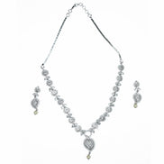 Necklace - Enchanted Sprial Rhodium Plated Necklace Set - Opal Touch