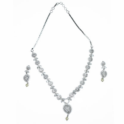 Necklace - Enchanted Sprial Rhodium Plated Necklace Set - Opal Touch