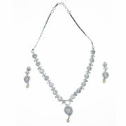 Necklace - Enchanted Sprial Rhodium Plated Necklace Set - Opal Touch
